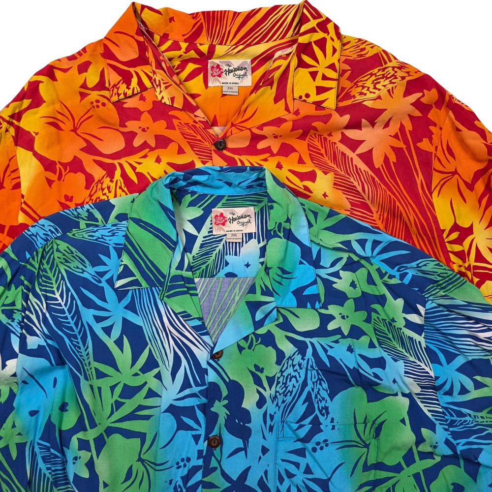 [LOT OF 2] Hilo Hattie The Hawaiian Original Mens 2XL Shirt Rayon Made in Hawaii